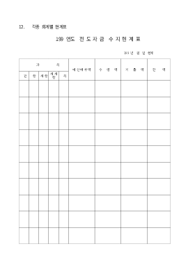 회계별현계표1 회계별현계표1